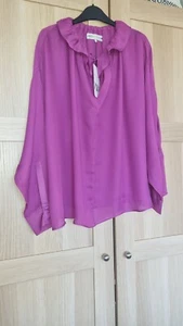 BNWT Zara Purple Flowing Oversized Blouse Shirt Top Medium Large Tunic XS/S - Picture 1 of 10
