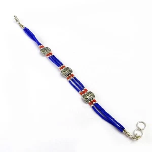 Tibetan Beaded Bracelet Lapis Gemstone Friendship Bracelet Jewelry 7 m100 - Picture 1 of 4