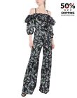 RRP €965 BLUMARINE Satin Jumpsuit Size IT 40 / XS Floral Zipped Cold Shoulder