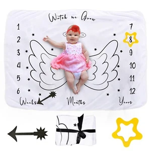 Baby monatliche Meilensteindecke personalisiertes Foto Requisite Kinderzimmer Baby Dusche Geschenk - Bild 1 von 6
