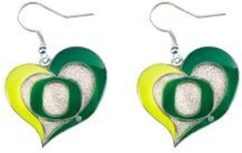 New Oregon Ducks Heart Shape Fish Hook Earrings, Gift for Her Mom Cover