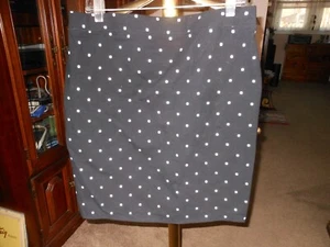 OLD NAVY COTTON SPANDEX BLACK WITH WHITE POLKA DOTS SHORT PENCIL SKIRT, SIZE L - Picture 1 of 7