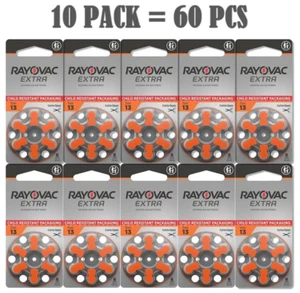 60 Rayovac Extra Mercury Free Hearing Aid Batteries Size 13 - Picture 1 of 3