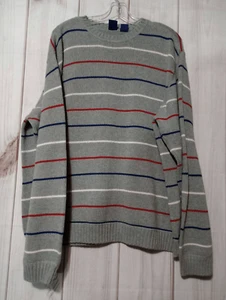 Basic Edition Sweater Men's Extra Large Gray Red White Blue Patriotic Grandpa - Picture 1 of 6