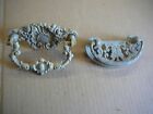 LOT of TWO ANTIQUE HEAVY CAST BRASS ORNATE DRESSER DRAWER PULLS WITH BAILS 