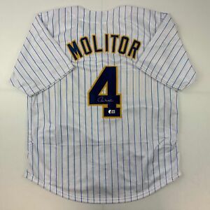 Autographed/Signed Paul Molitor Milwaukee Pinstirpe Baseball Jersey Beckett COA