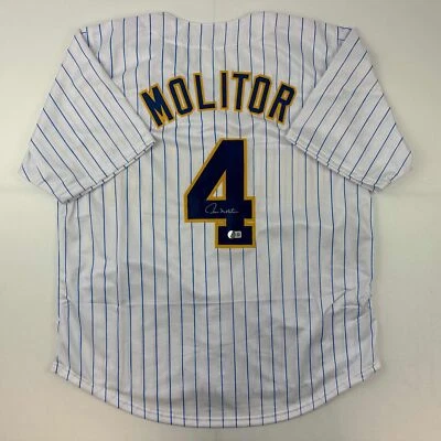 Autographed/Signed Paul Molitor Milwaukee Pinstirpe Baseball Jersey Beckett COA - Image 1 of 4