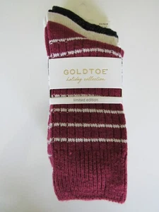 Gold Toe Holiday Collection 3er-Pack gerippte Crew-Damensocken 6-9 neu mit Etikett - Bild 1 von 7