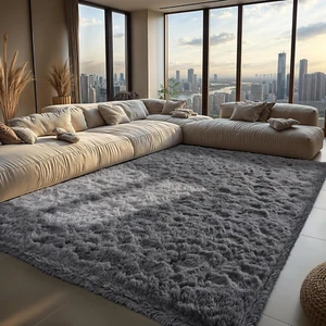 Area Rugs for Living Room Grey Rugs for Bedroom 4X6 Carpet Fluffy Fuzzy Soft Sha - Picture 1 of 12