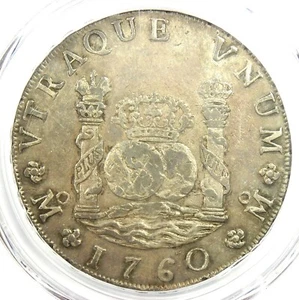 1760 Mexico Pillar Dollar 8 Reales Silver Coin (8R) - Certified PCGS XF Details - Picture 1 of 4