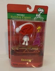 PEANUTS Posable SNOOPY & WOODSTOCK on Tree Holiday Christmas Figures w/ Sleigh - Picture 1 of 7