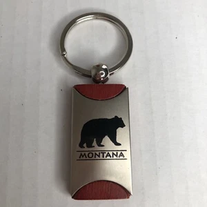 Montana Grizzlybär Metall Holz Schlüsselanhänger braun silber schwarz Stahl - Bild 1 von 4