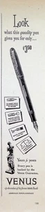 VINTAGE 1940s Print Ad ~ Venus Pen ~ by the makers of the famous Venus Pencils - Picture 1 of 1