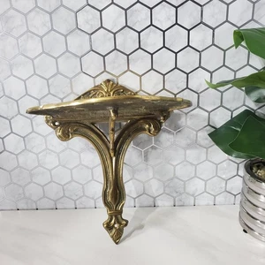 Pátina de estante de pared vintage de latón macizo con diseño rosa - Imagen 1 de 22