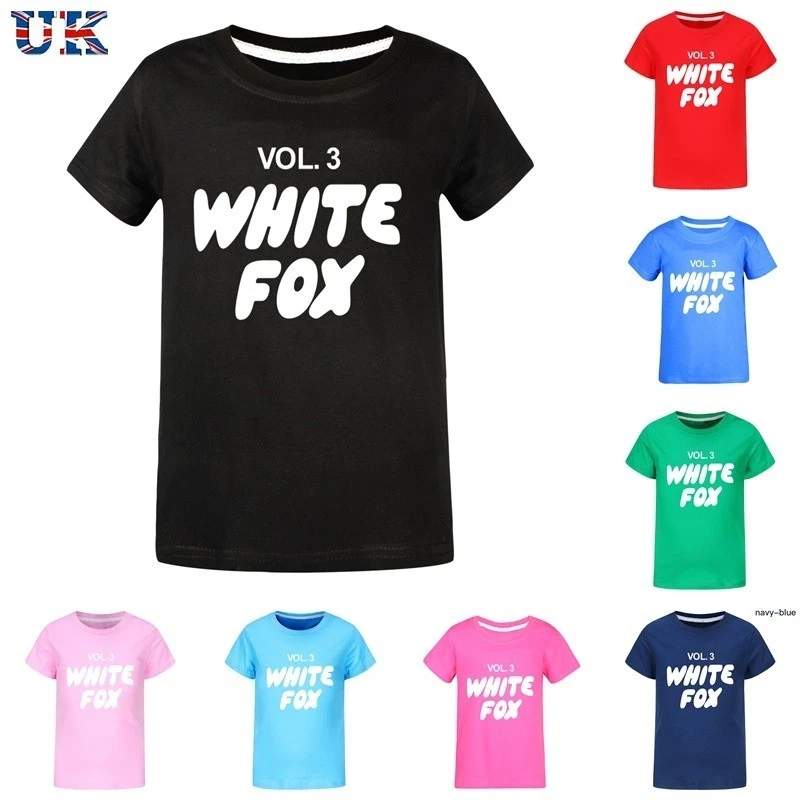 Kids Casual Short Sleeve T-Shirt Girls White Print Fox Cotton Tshirt Top Gift UK
