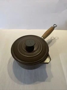 Cousances 16cm Cast-iron Saucepan Brown Le Creuset Wood Handle Lid Spout - Picture 1 of 4
