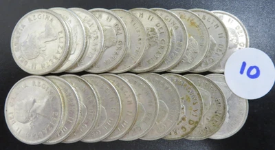 25 centavos canadienses de plata 80 % valor nominal de $5,00 Foto 1 de 2