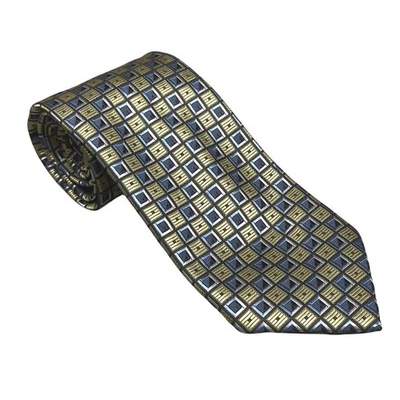 ALEXANDER JULIAN - COLOURS Blue Green Checkerboard Geometric Tie 58x3.5 NWOT - Image 1 of 3