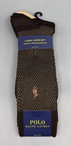 POLO RALPH LAUREN Mens Super Soft Brown Trouser Socks Dress 3 Pair Pack New - Picture 1 of 7