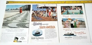 Lote 3 LÍNEAS MOORE-McCORMACK Ocean liner barco viaje anuncio impreso vintage crucero - Imagen 1 de 2