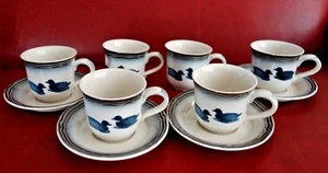 Set 4 Tea Coffee Cups & Saucers + 2 Cups Noritake Stoneware Mallard Pattern 8652 - Picture 1 of 6