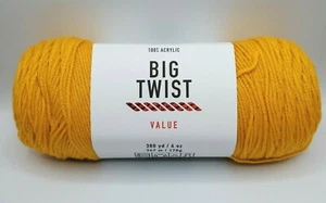 Big Twist Value Yarn 100% Acrylic Varsity Gold Lot# 644270 Weight #4 6oz 380yds - Picture 1 of 6