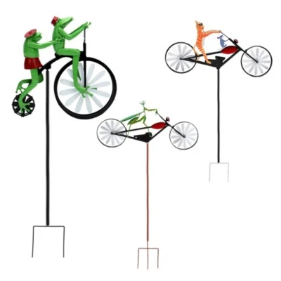 Frogs Bike Sculptures Handmade Metal Spinner with Frogs - Image 1 of 4
