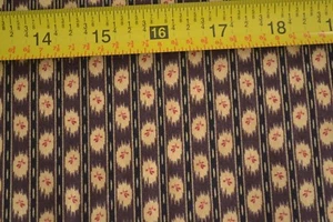 By 1/2 Yd, Red & Gold Floral Stripes on Brown & Black Cotton/Andover/Morton,B126 - Picture 1 of 7