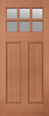 Exterior Mahogany 6 Lite Craftsman Flat Panel Solid Stain Grade Wood Entry Doors - Image 1 of 4