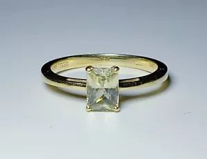 14K Yellow Gold Radiant Cut Lemon Quartz Ring SIZE 9/ Anillo de Oro - Picture 1 of 12