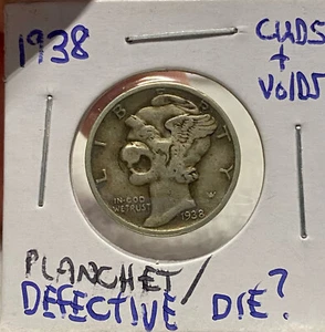 USA 10 Cent 1938 Mercury Dime Planchet Error Coin - Picture 1 of 2