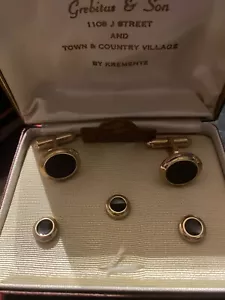 KREMENTZ 14k overlay gold cuffs and buttons vintage - Picture 1 of 7