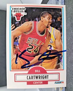 Pallacanestro Fleer 1990 firmato NBA Auto # 23 Bill Cartwright Chicago Bulls - Foto 1 di 1