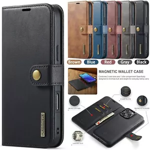 2-in-1 Removable Magnetic Leather Wallet Case Cover For iPhone 16 15 14 13 12 11 - Picture 1 of 57