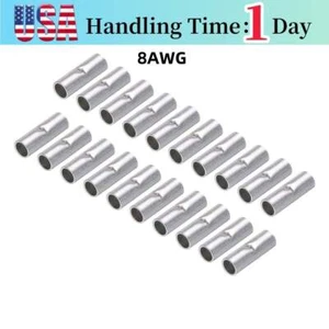 50Pcs 8 AWG Bare Copper Ferrule Butt Wire Connectors Crimp Splice Terminals - Picture 1 of 4