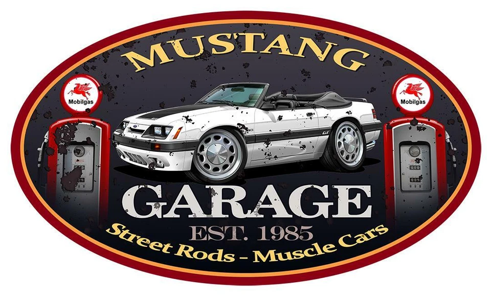 MADDMAX DESIGN 1985 1986 Ford Mustang GT 5.0 Convertible Garage Sign Wall Art Graphic Sticker