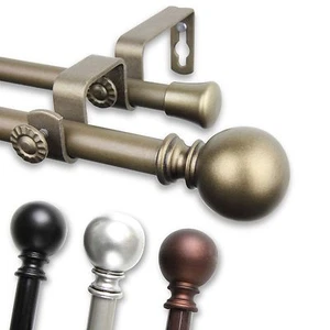 Rondure 5/8" Double Curtain Rod Adjustable Drapery Rod 28-120" (4 color 3 sizes) - Picture 1 of 5