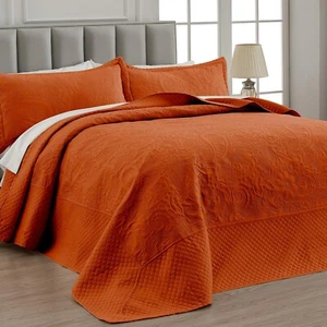 Qucover Oversized King Bedspreads Burnt Orange, Soft Microfiber Rust Color Ca... - Picture 1 of 8