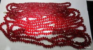 Set 5 rubinrote Swarovski Kristall Perlen geknotet auf Seide 34 Zoll Halsketten benötigen Verschlüsse - Bild 1 von 5