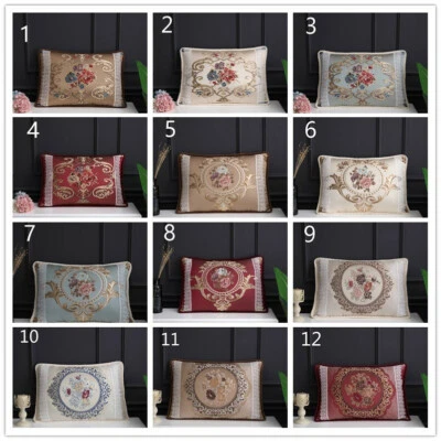 2pcs Sofa Pillow Case Cover Embroidery Floral Cushion Home Decor Retro Soft - Image 1 of 4