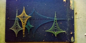 VINTAGE RETRO MID CENTURY Sail / Bridge STRING ART - Picture 1 of 1