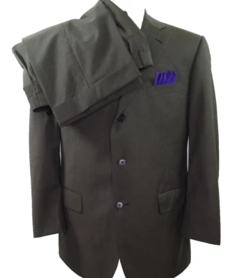 Brooks Brothers Pure Imported Wool Solid Green Two Piece Men Suit 31x30 43 R USA - Image 1 of 4