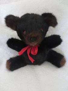 TEDDYBÄR NERZ PUPPE ANTON'S 9 ZOLL FELL Plüschtier SAMMLERSTÜCK SELTEN schwarz braun - Bild 1 von 7
