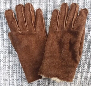 GUANTES DE GAMUZA DE CUERO GENUINO VPL MARRÓN INVIERNO TALLA M #9745 REVESTIMIENTO DE PELO - Imagen 1 de 2