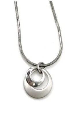 Lia Sophia “Full Moon” Two Small Silver Tone Circles Pendant Necklace - Изображение 1 из 2