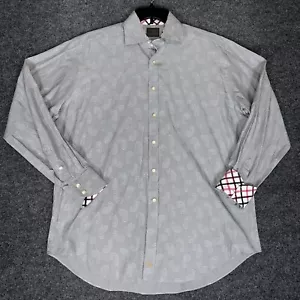 Camicia Thomas Dean uomo XL grigia infradito polsino paisley manica lunga bottoni adulto - Foto 1 di 5