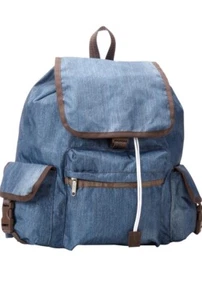Lesportsac Voyager Backpack Navy Brown Trim Pockets - Picture 1 of 17
