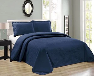 Elegante Hogar Hermoso Sobre Tamaño Color Sólido Azul Oscuro Azul Marino Floral en Relieve... - Imagen 1 de 1