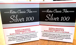 2-Pack Super-8 B&W Reversal Movie Film Silver 100 SEE VIDEO ISO 100 Ltd Edition - Picture 1 of 6