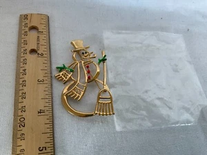 Vintage JJ Snowman Brooch Pin 3” - Picture 1 of 3